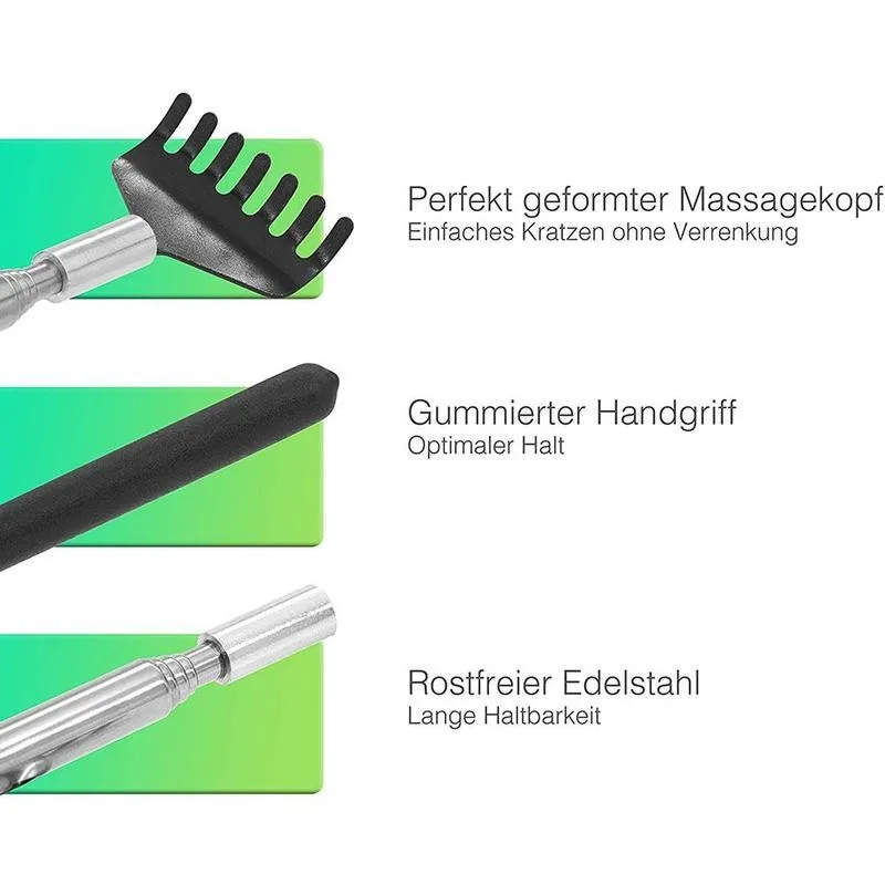 เหล็กกล้าอาการคันรอยขีดข่วน Rake Scratcher นวดเครื่องมือ1Pc กลับ Scratcher Telescopic