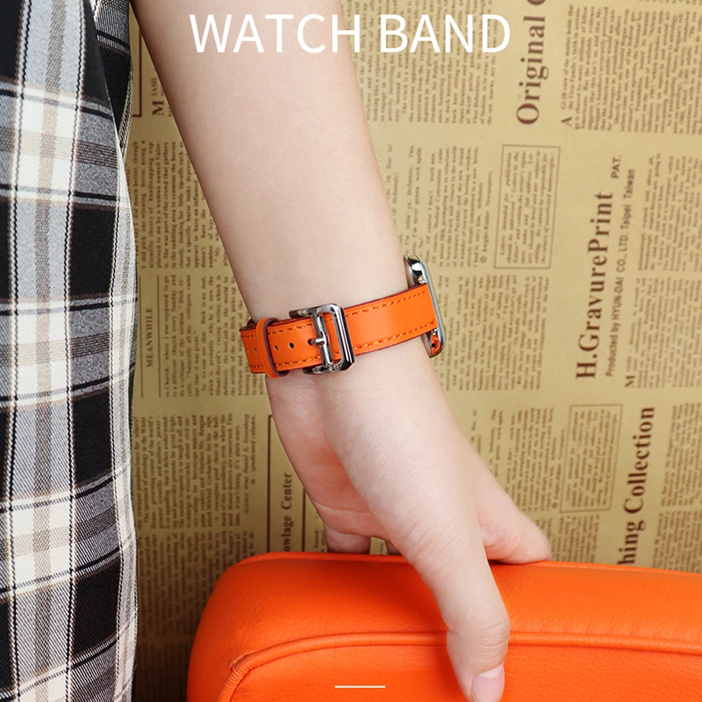 Leather Attelage strap For Apple Watch band 44mm 40mm 45mm/41mm 49mm watchband bracelet iWatch series 3 4 5 SE 6 7 8 ultra image 5