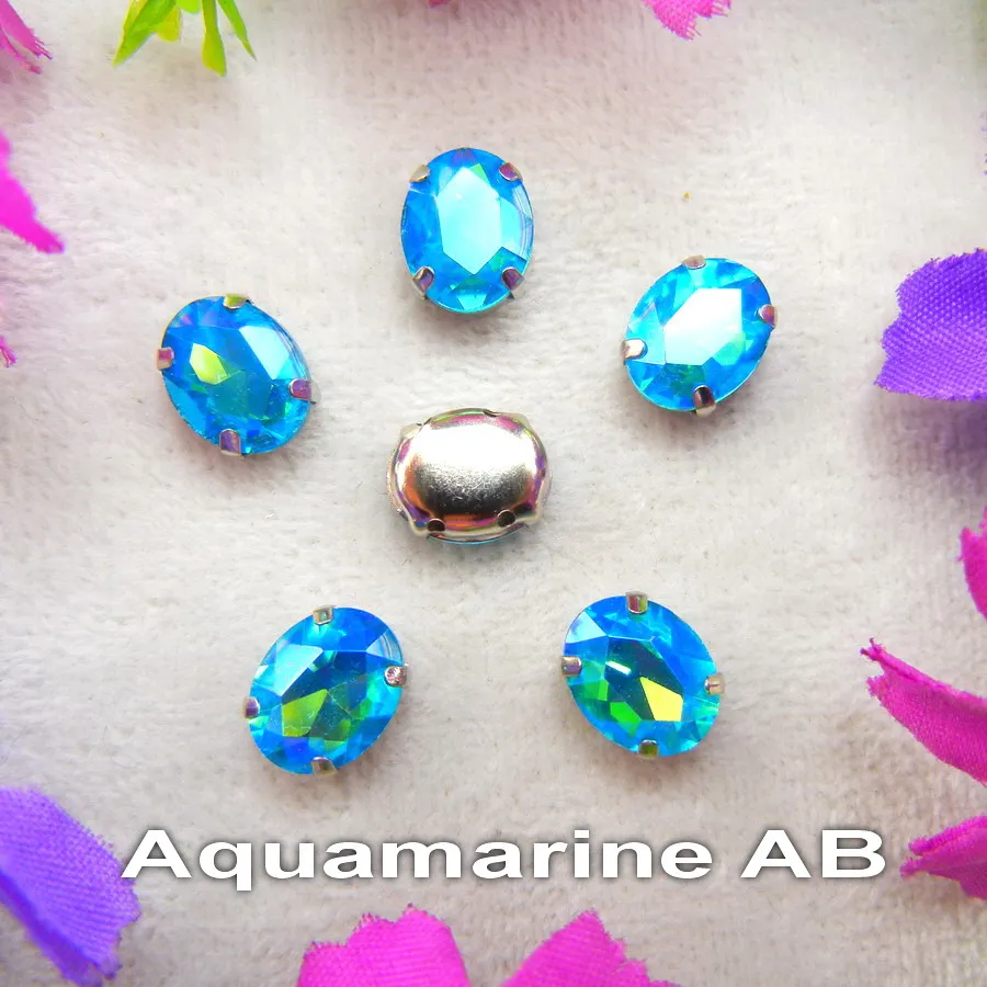 AB Colors Silberne Krallenfassungen 7 Größen Ovale Form Glaskristall Aufnähbare Strassperlen Hochzeitskleid-Accessoires Verzierung – Detail 6
