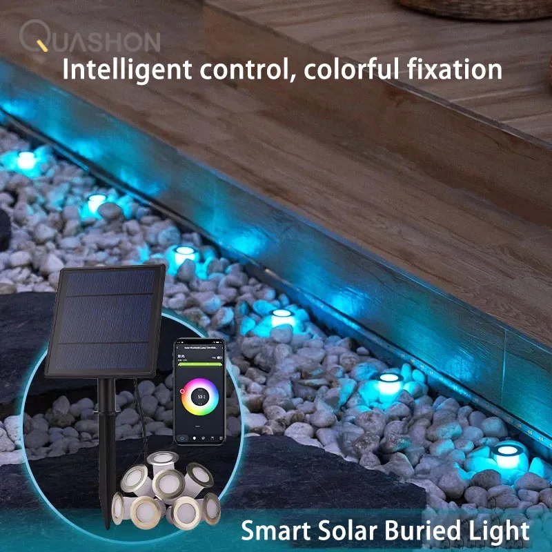 

Holiday LED Solar Panel Garden Decorative String Ground Lights Outdoor Smart APP Intelligent Control Waterproof Colorful Lamps