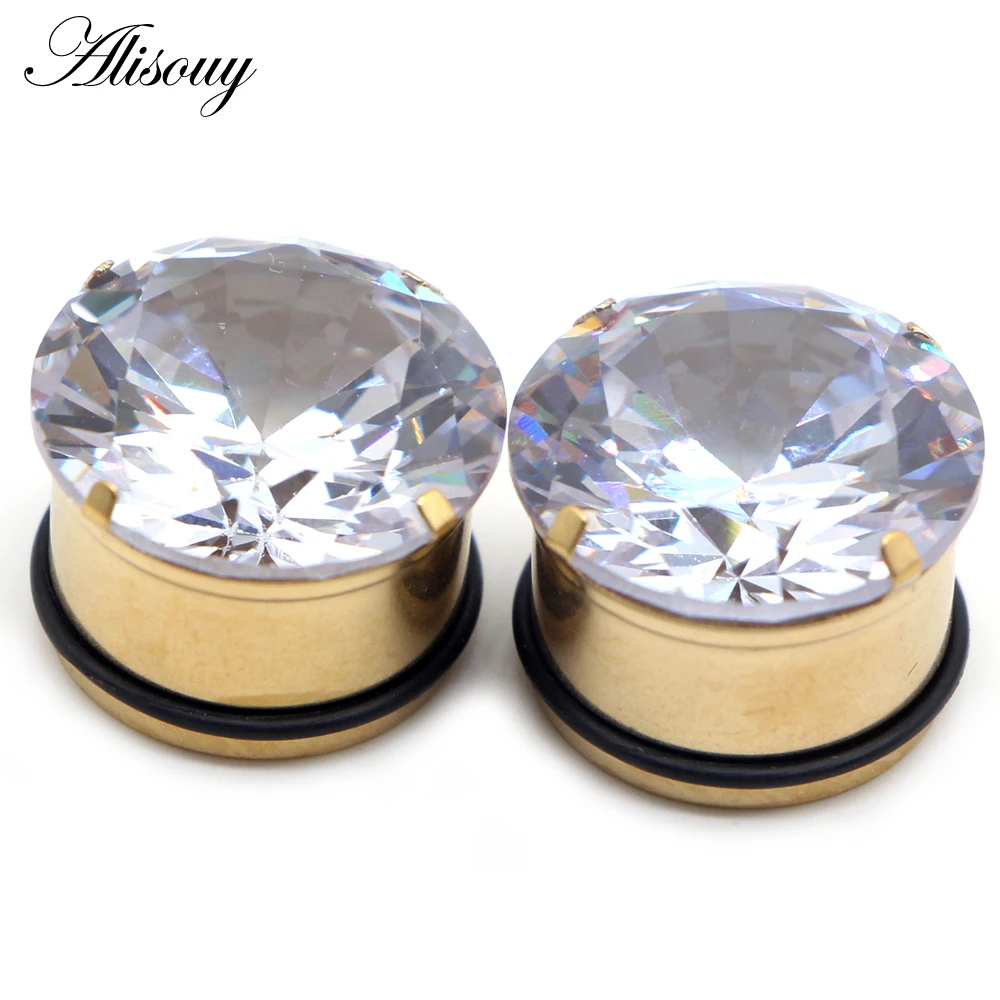 Simple Ear Plug Tunnel Zircon Earring Expander