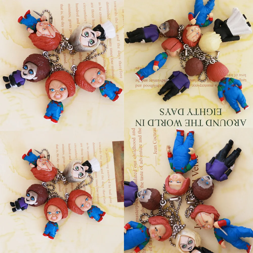 Classic Horror Film Good Guys Child's Play Bride of Chucky Chucky Tiffany Lovelly Bag Key Chain Figure Model Toys Gift