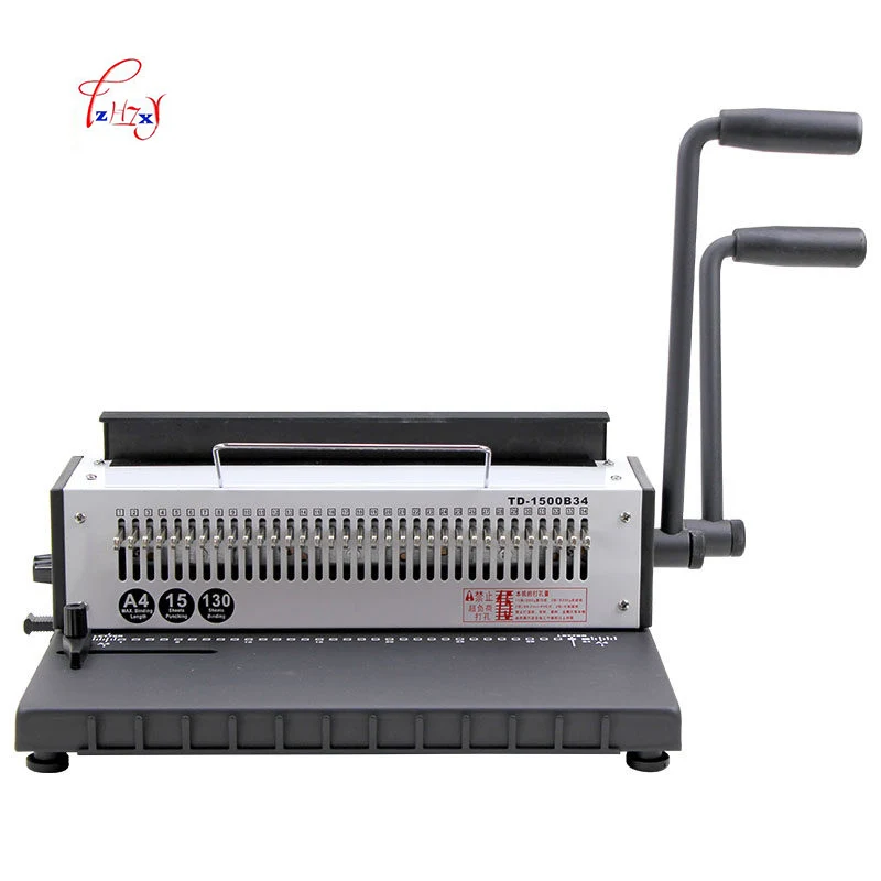 

A4 Manual Wire binding machine 34 Holes 4X4mm 3:1 Metal Spiral Wire Spool Binding Machine A4 Binder Puncher machine TD-1500B34