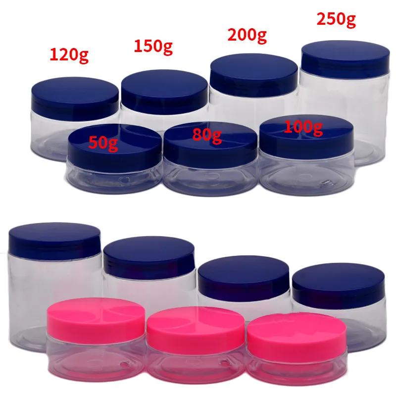 

50-250g Transparent Household Sundries Storage Box Cosmetic Face Cream Bottles Lip Balm Sample Container Jar Pot