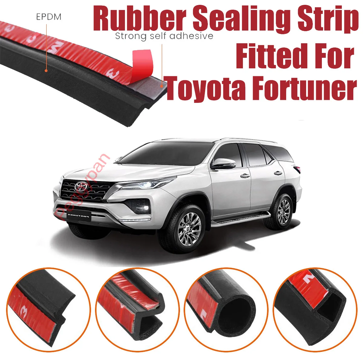 Door Seal Strip Kit Self Adhesive Window Engine Cover Soundproof Rubber Weather Draft Wind Noise Reduction For Toyota Fortuner carbon fiber car gear shift panel cover electronic window control trims for nissan 350z 2003 2004 2005 2006 interior accessories