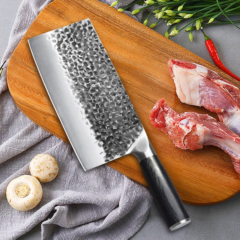 

8 Inch Handmade Forged Chef Knife Meat Cleaver Bone Chopping Vegetable Cutting Kitchen Knife 5CR15 High Carbon Stainless Steel