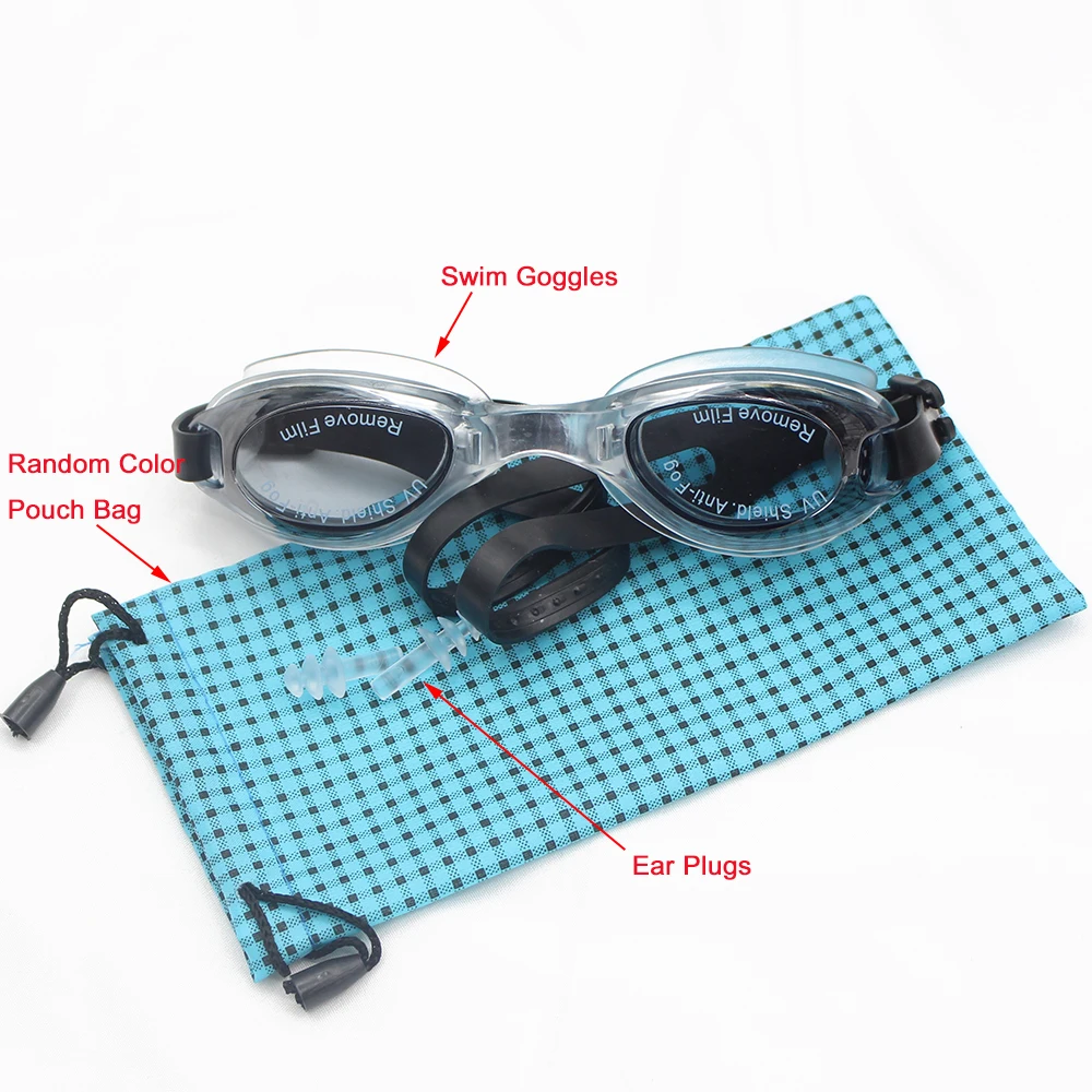 Gafas de agua ajustables para adultos y niños, Gafas de baño de buceo, tapones para los oídos