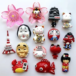 Hand-painted Japanese Dharma Sakura Dancer Tokyo Tower 3D Fridge Magnets Japan Tourism Souvenirs Refrigerator Magnetic Stickers