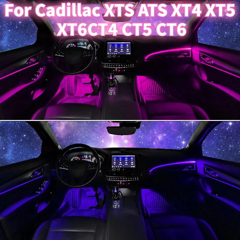 64 Colors Ambient Light Lamp For Cadillac XTS ATS XT4 XT5 XT6 CT4 CT5 CT6 Atmosphere Advanced Light Decoration Lamp Light