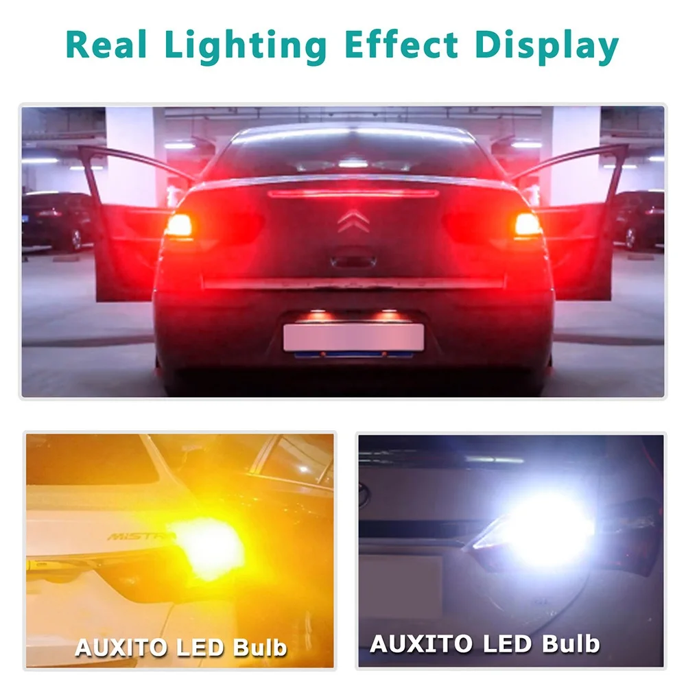 AUXITO 1200LM P21W W21 5W BA15S LED Car P21/5W 3157 PY21W T20 7443 W21W 1156 DRL 1157 Bay15d Red Brake Light White 7440 Lamp 12V