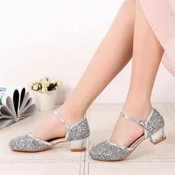 Girls leather shoes Latin dance shoes girls women's Ladie's latin ballroom tango salsa dance shoes Women High-heels 3.5cm