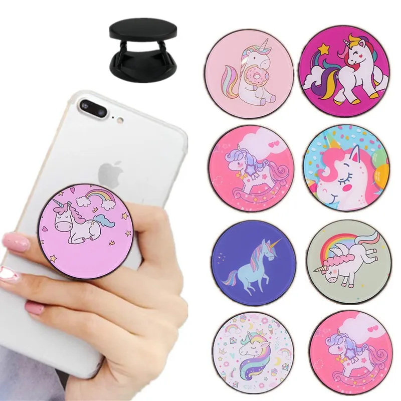 NEW Unicorn Expanding Stand Grip Mount Phone Socket Fold Mobile Smartphones Pocket Desktop Stand Bracket Phone Stand Holder