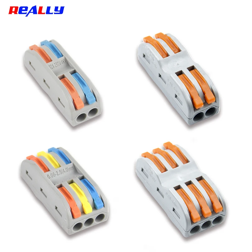 Wire Connectors 222 Terminal Block Conductor SPL-2/3 Push-In Mini Terminal Block  2 and 3 Circuit Inline Splices