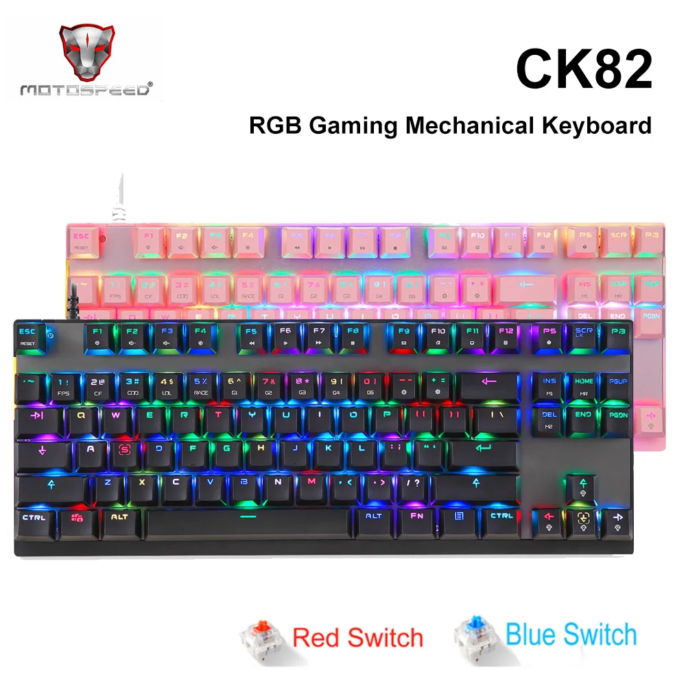 Клавиатура MOTOSPEED CK82 игровая Механическая Проводная с RGB-подсветкой, 87 клавиш