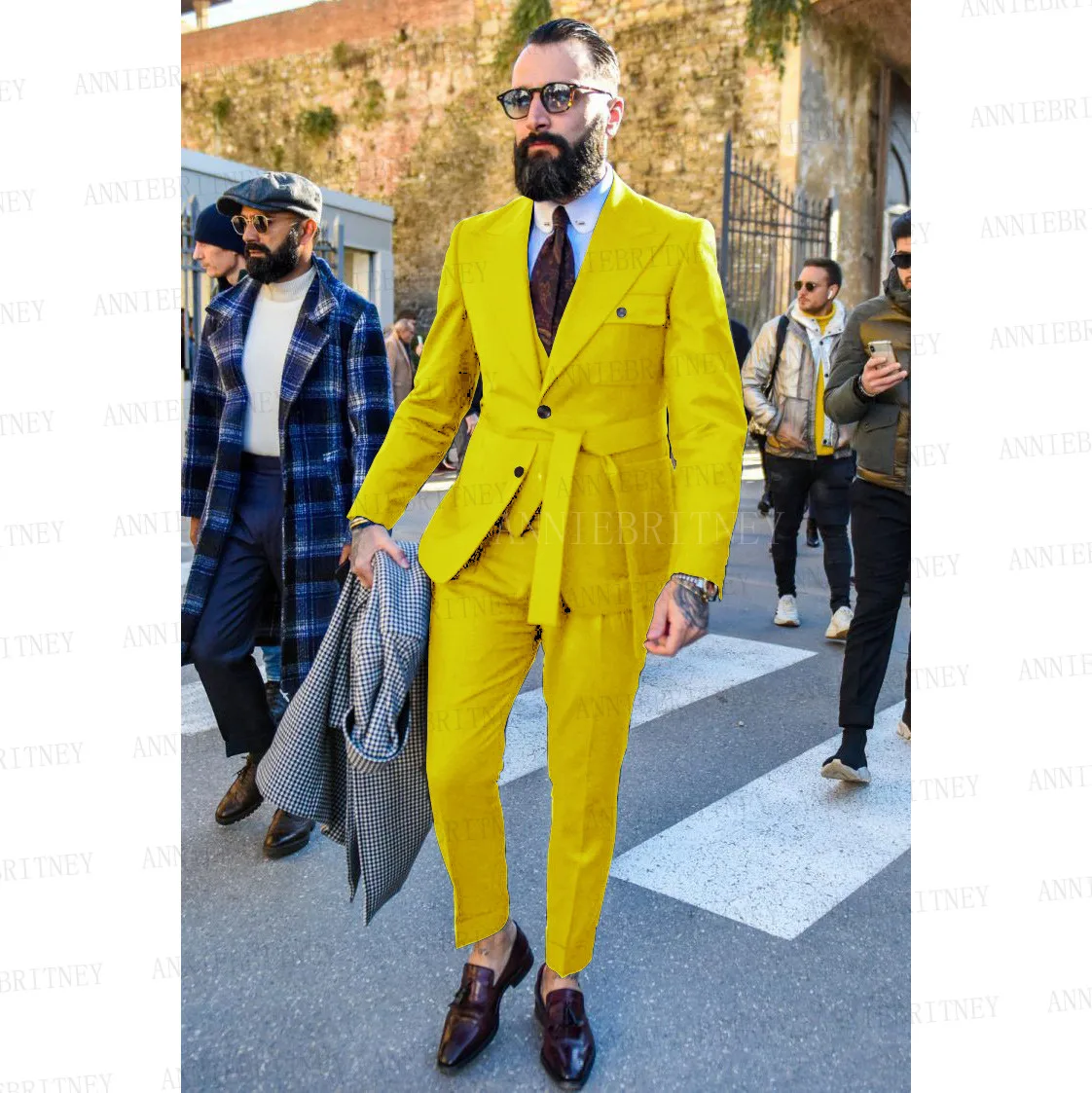 Fatos verdes personalizados para homens, colete com calça justa, cinto para noivo, vestido de noiva, smoking, desenhos mais recentes, moda, amarelo