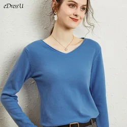 2021 stricken Tops Frauen Lose Pullover Geraffte Pullover Frühling Sommer Plain V Hals Büro Dame Jumper Casual Tragen Täglich Tragen HW-HM511