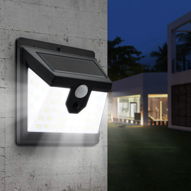 Lampe solaire murale extérieure étanche à LED avec détecteur de mouvement humain, pour jardin, cour, rue, villa, couloir, éclairage solaire