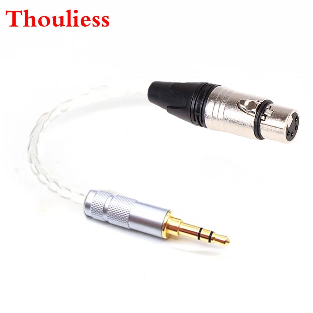 Thouliess HIFI 7n OCC Single-Crystal Sivler Plated 3.5mm Stereo Male to 4pin XLR Balanced Female Audio Adapter Connector Cable