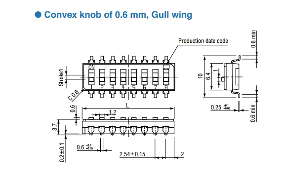 Original new 100% CFS-0203TB dial switch 2-bit piano type flat dial code SMD 2.54MM