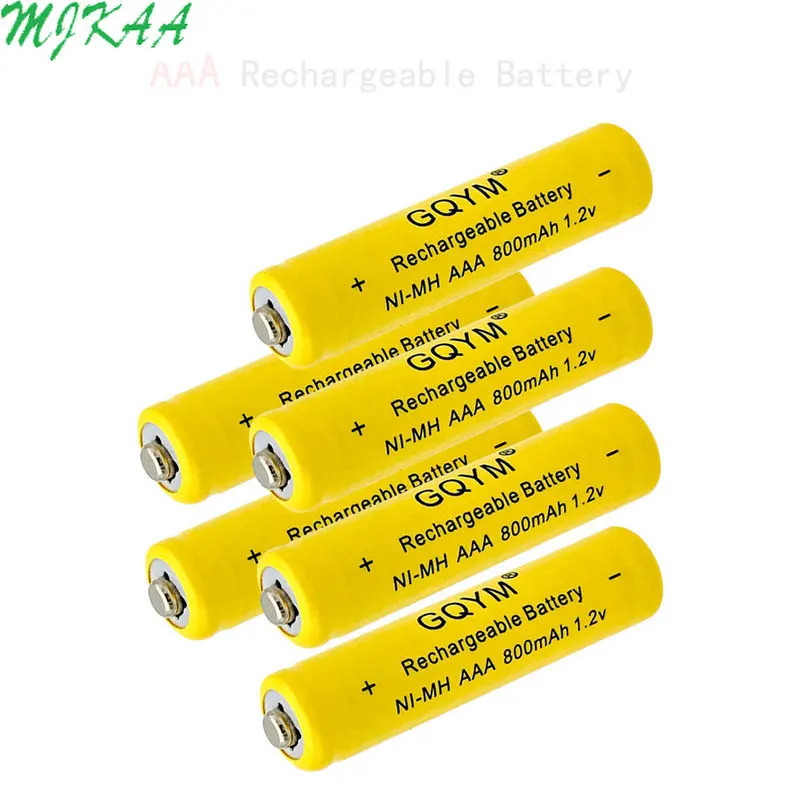 New MJKAA 3A 1.2V Ni-MH 800mAh Yellow AAA Rechargeable Battery for Remote Controls, Radios Torches Clocks Toys