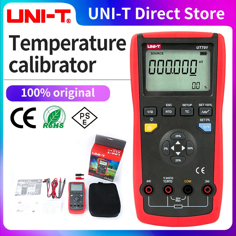 UNI-T UT701 Genggam Presisi Tinggi Fungsi Tunggal Kalibrator Suhu Tipe J/K/T/E/R/S/B/N/Wre RTDs C MV Resistensi