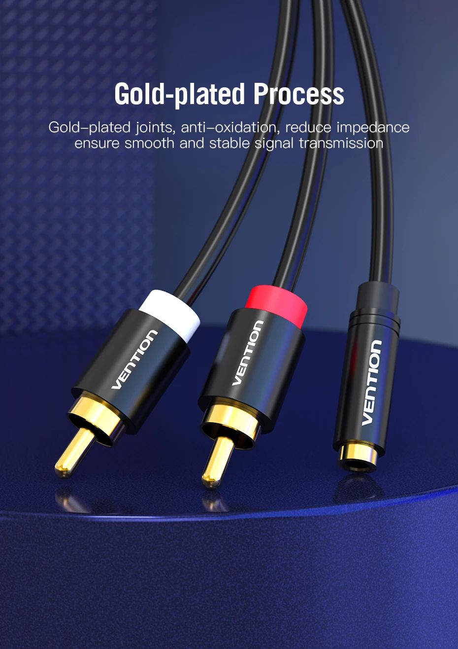 Vention Jack 3,5 mm auf 2 Cinch-Kabel Buchse auf Stecker Audiokabel Aux-Splitter für Verstärker TV Heimkino 3,5 Jack Aux-Kabel RCA – Detail 9
