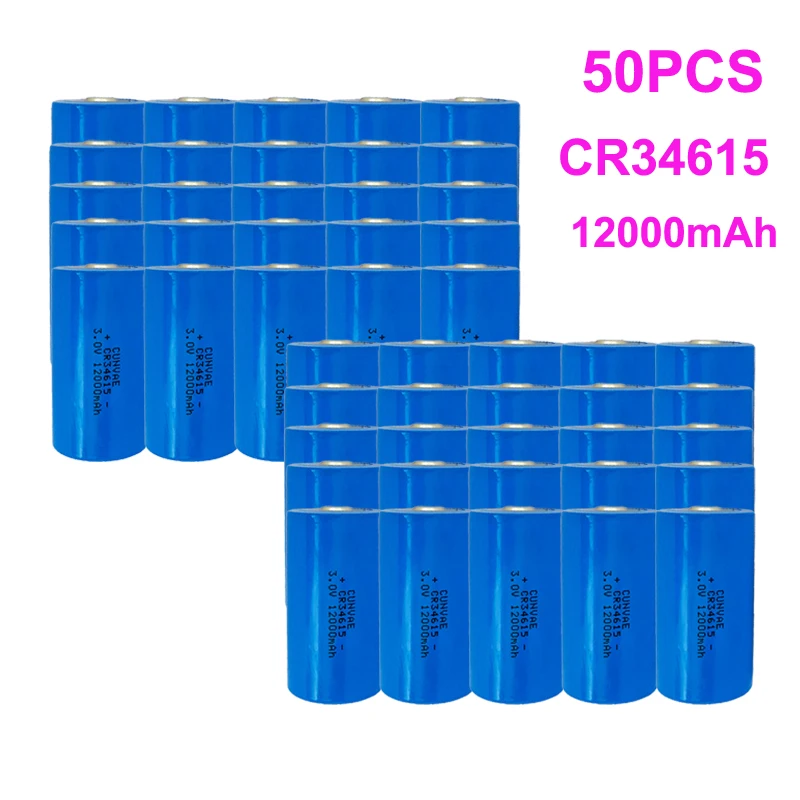 50PCS 3.0V 12ah CR34615 34615 D Size 12000MAH Non-rechargeable Battery D Type Li-MnO2 Batteries lithium batteries for 10years