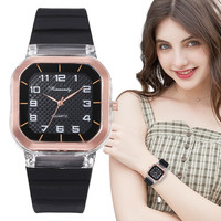 Luxury Fashion Square Women Watches Brand Number Dial Ladies Quartz Wristwatches Leisure sport Style Female Silicone Clock