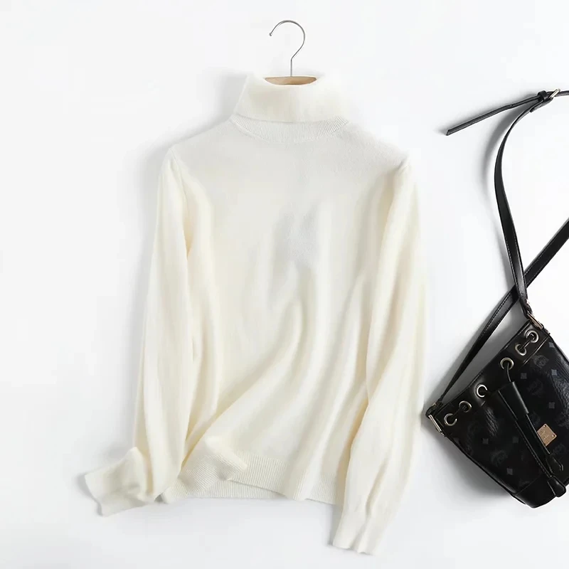 Jenny&Dave England Sweaters Women  Style Fashion Simple Commute Office Lady Elegant Warm Winter Turtleneck Wool Pullovers Tops