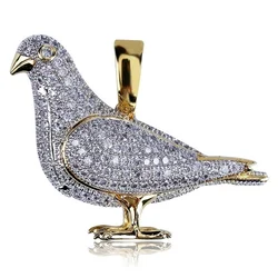 New Bohemian Crystal Inlaid Pendant Necklace for Men Animal Pigeon Copper Plated Hanging Necklace Accessories