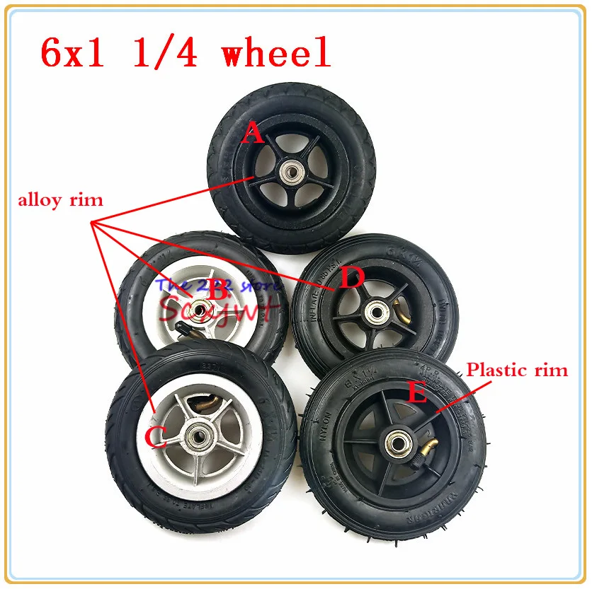 6X1 1/4 Wheels 150mm 6 inch solid / Pneumatic Tire Inner Tube with 4 rims for gas electric scooters e-Bike A-Folding Bike