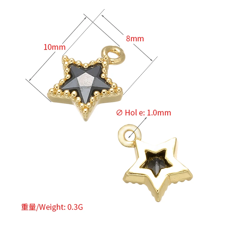 3pcs/lot, Brass crystal star Pendants Connectors Charms For necklace and earrings Jewelry Making Accessories model:VD514