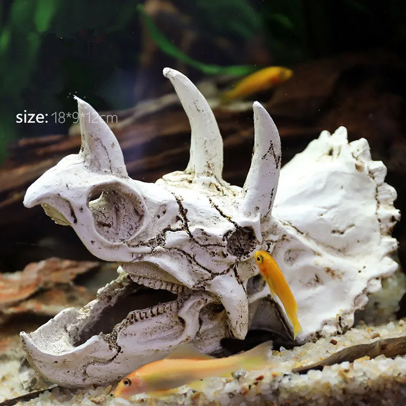 Dragon Resin Skull Head Home Accessories Animal Sculpture Figurines Crafts Horns for Aquarium Party Garden Home Halloween Decor