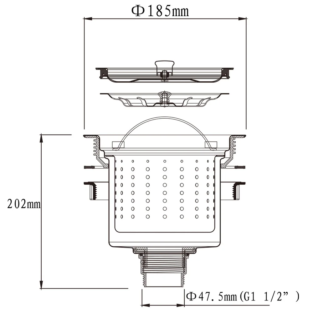 Talea filtro de aço inoxidável para cozinha 185mm, dispositivo grande gaiola de tanque único, acessórios de dispositivo de lançamento xp189c006
