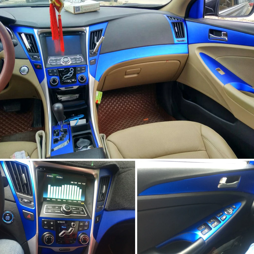 For Hyundai Sonata 8 2011-2013 Interior Central Control Panel Door Handle 5D Carbon Fiber Stickers Decals Car Styling Accessorie