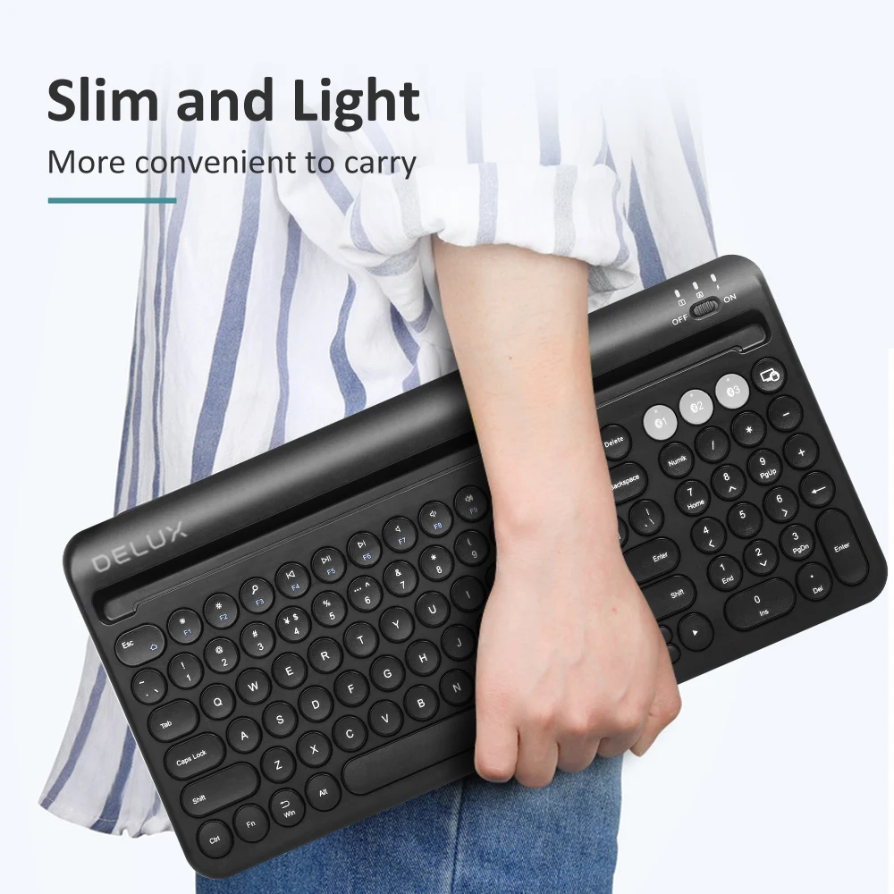 Delux K2212 Wireless Bluetooth Keyboard Connection Multi-device Mini Keyboard For Ipad Mobile Phone Computer Notebook