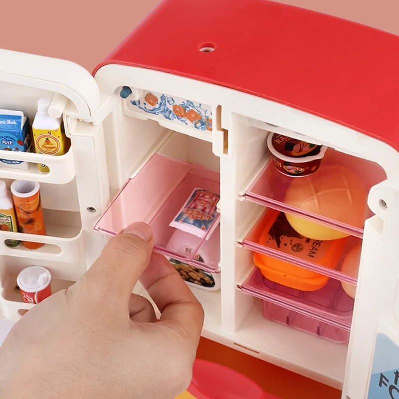 30-39 Teile/satz kinder Doppel Tür Rolle Spielen Kühlschrank Touch Empfindliche Magie Spray Kühlschrank Pädagogisches Home Appliance kinder Spielzeug