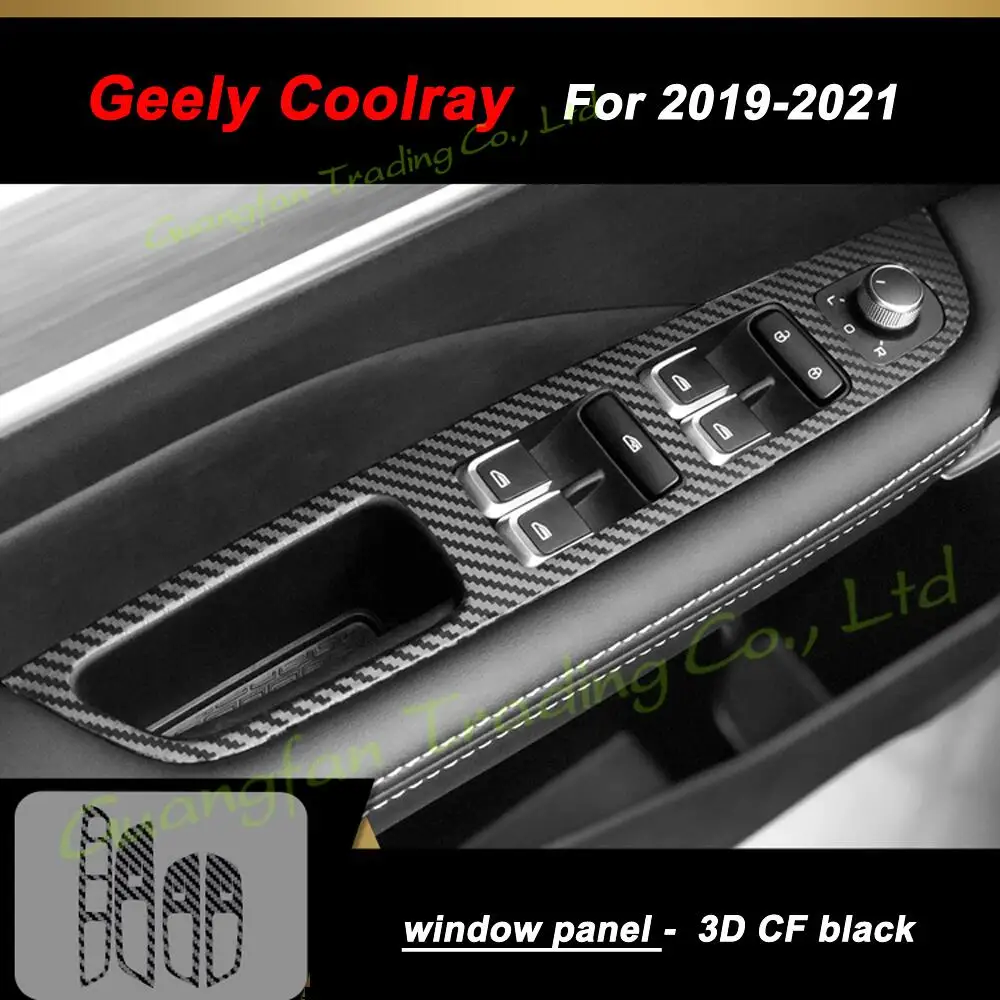 For Geely Coolray 2019-2021 3D/5D Carbon Fiber Car Interior Cover Center Console Color Sticker Decals Products Parts Accessories