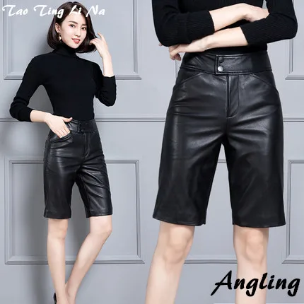 

Top brand New 2020 Women Real Genuine Sheep Leather Shorts KS71 high quality