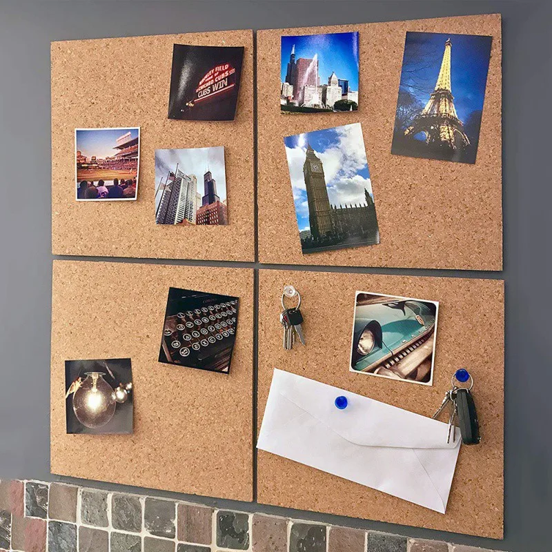 Cork Board Wooden Bulletin Memo Pin Board Photos Message Boards Wall Adhesive Hexagonal Round Stickers Home Decoration Board
