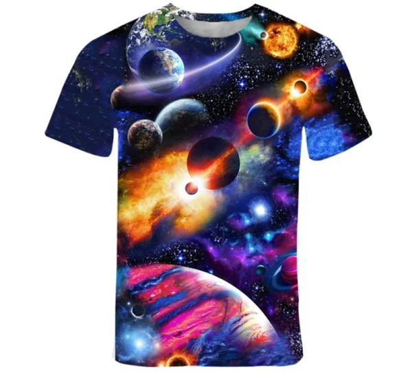 The Latest Fashion Casual Street 3D Color Printing Graphics Galaxy Upper Body Short-sleeved T-shirt XS-5XL