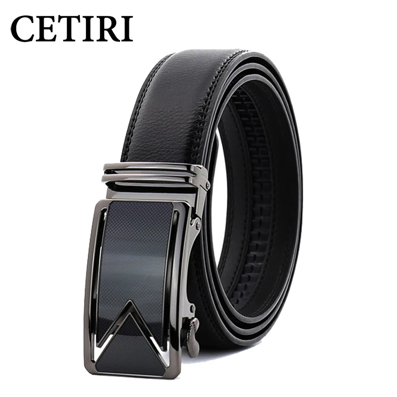 

CETIRI 10 Style 110cm 120cm 130cm 140cm 150cm 160cm Fashion Designers Men Automatic Buckle Genuine Leather Belt Business Black