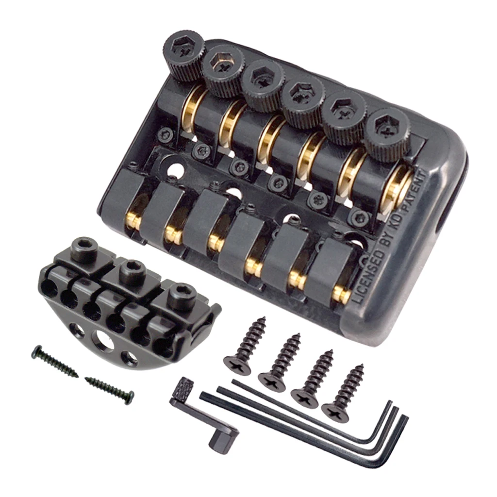 A Set 6 String Fixed Bridge With Wrench Lock Nut Screws For Headless Electric Guitar Parts