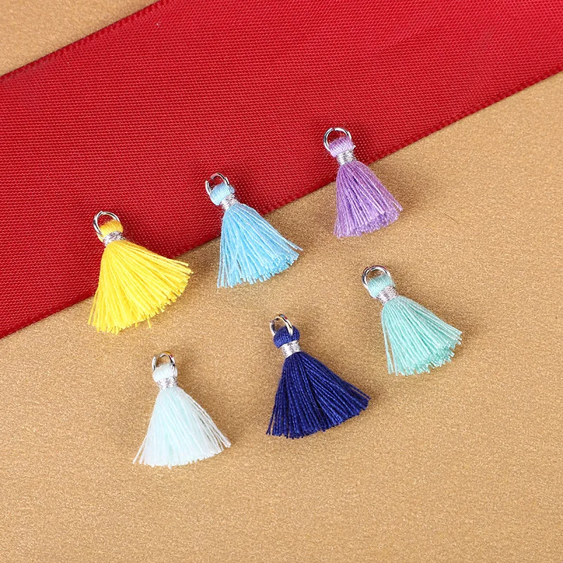 50Pcs 10mm Mini Hanging Ring Tassel Trim Pendants DIY Craft Materials Jewelry Earrings Accessories Materials Small Fringe Trims