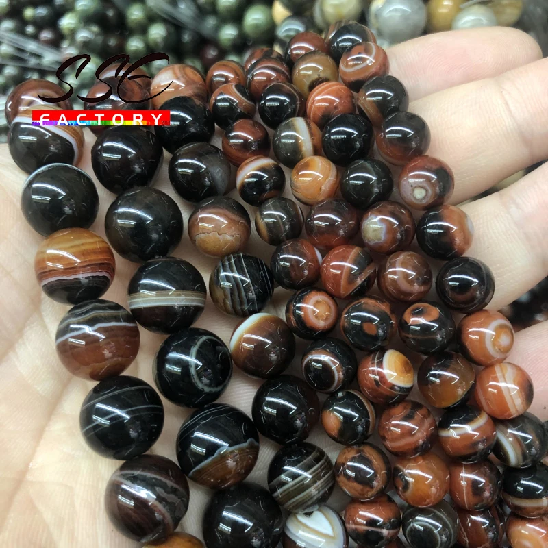 Wholesale Dream Stripes Onyx Agates Round Loose Beads Natural Stone Beads For Jewelry Making 4 6 8 10 12mm Pick Size 15