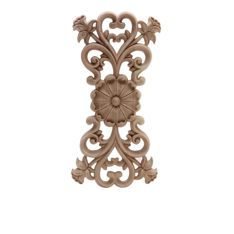 Wood Figurines Onlay Wood Applique Wood Decal Decor Antique European Long Large Floral Wooden Furniture Cabinet Walls European