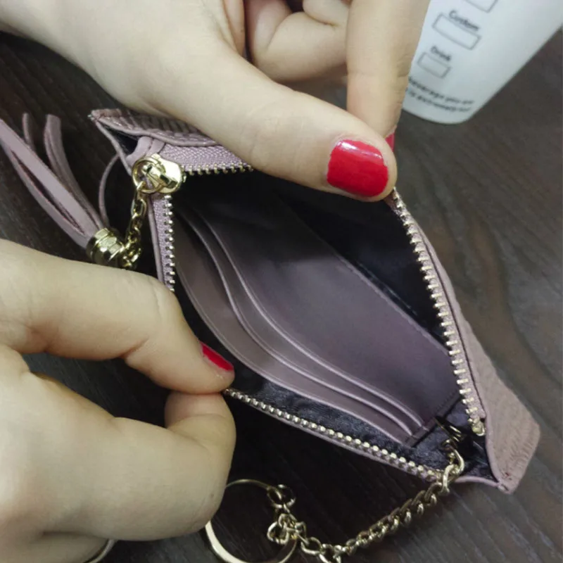 Fashion Ladies Wallet Mini Coin Purse With Card Holder Real Leather Handbag Snake Pattern Short Zipper Slim Clutch With Keychain