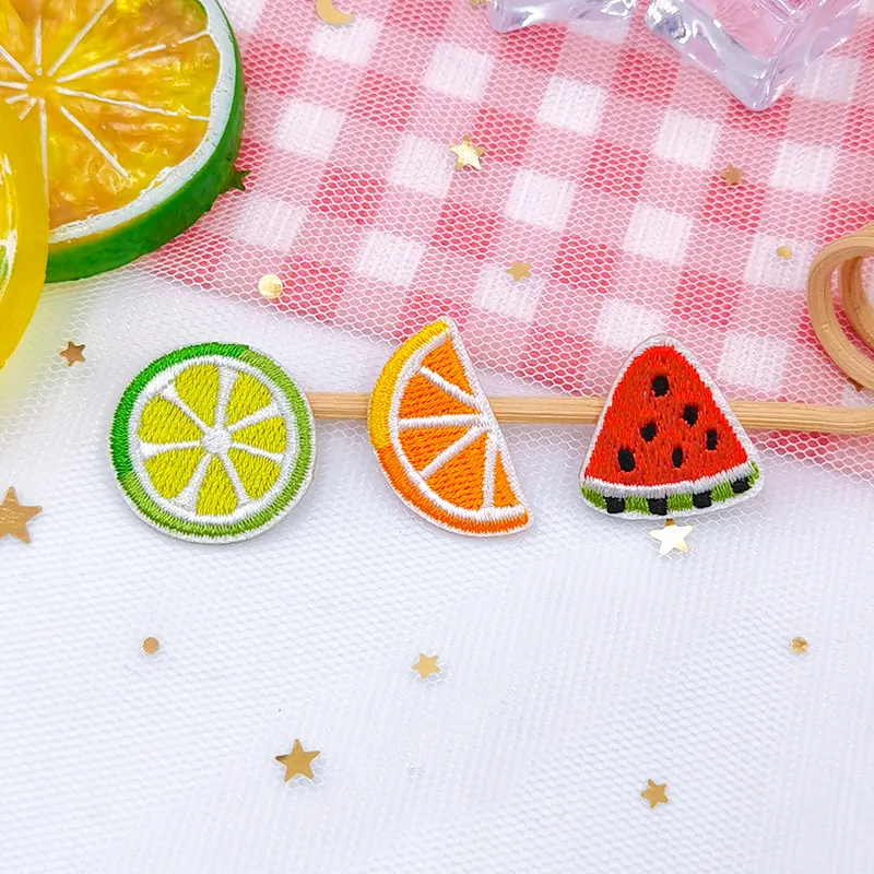 Fruit Embroidery Patch Small Cloth Sticker  Patches For Clothing DIY Manual Accessories Hand Account Decoration Applique Badges