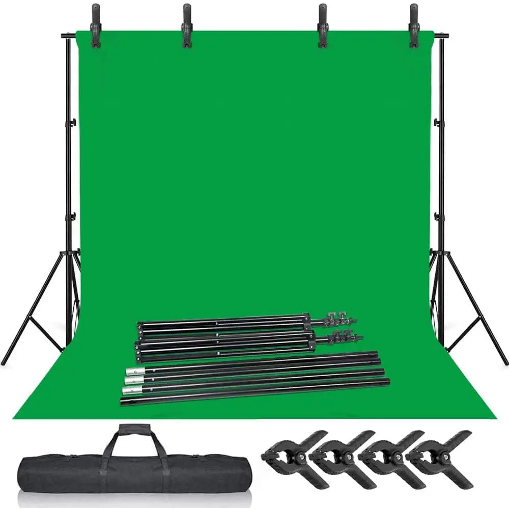 Selens Green Screen Backdrop Stand Kit 6.5x10ft Background Support System with 6.5x10ft Chromakey Backdrop with Clamps