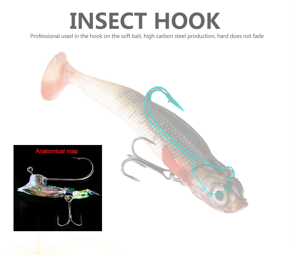 NGB 1 Stück 8/10CM 9g/21,5g Weicher Köder Jig Angelköder Fisch-Swimbait Dreifachhaken Angelhaken Angelzubehör – Detail 2